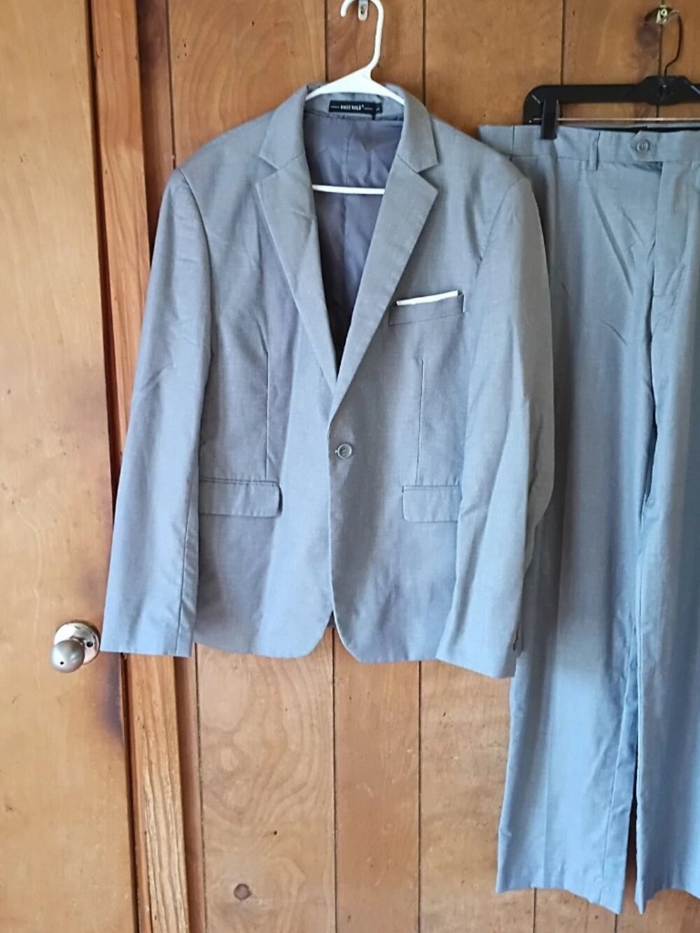 Mage male Men's 3-Piece Suit Set Gray Size L NWT Blazer Vest Pants